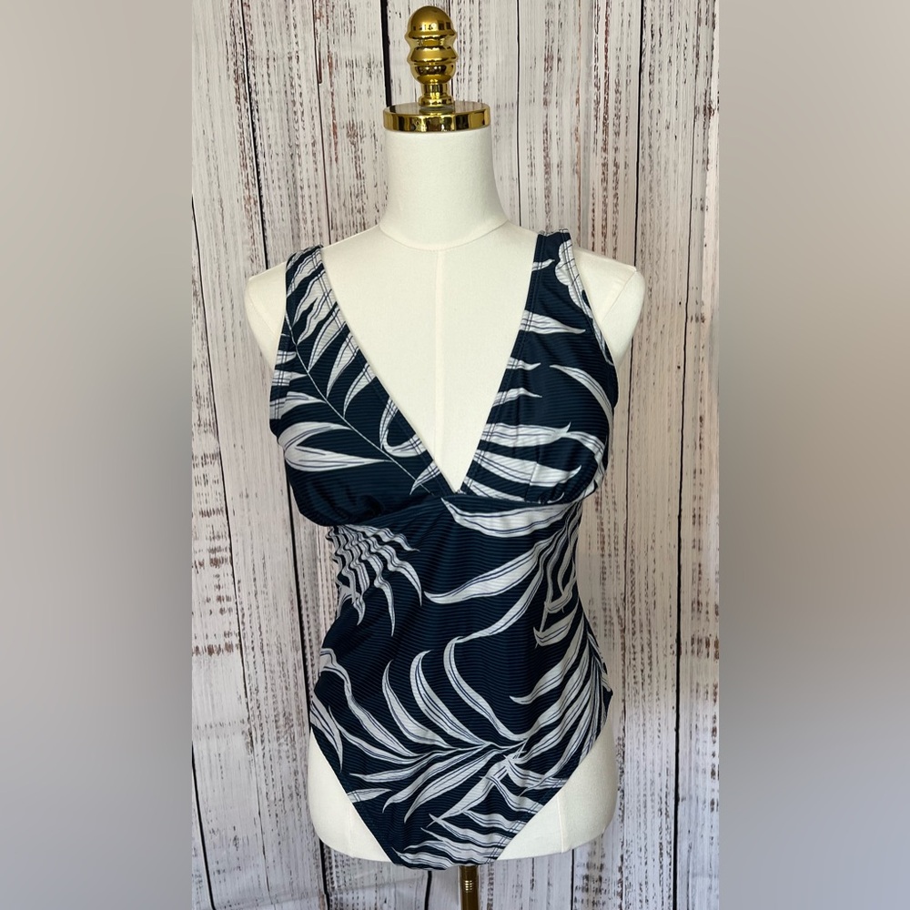 Cupshe Navy Tropical One-Piece Swimsuit | Size L